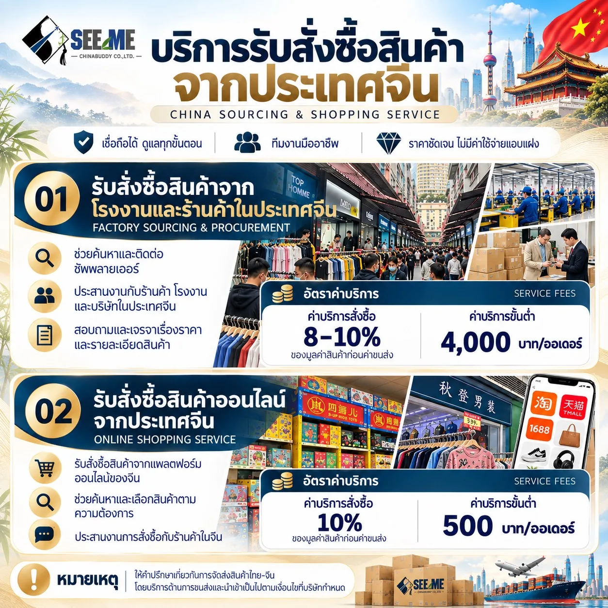 บริการรับสั่งซื้อสินค้าจากประเทศจีน
