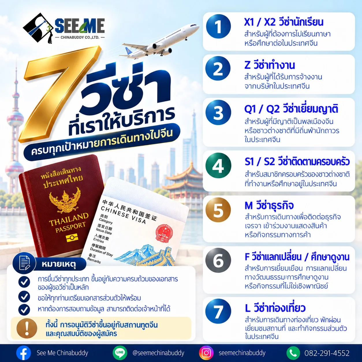 7 วีซ่าจีนที่เราให้บริการ